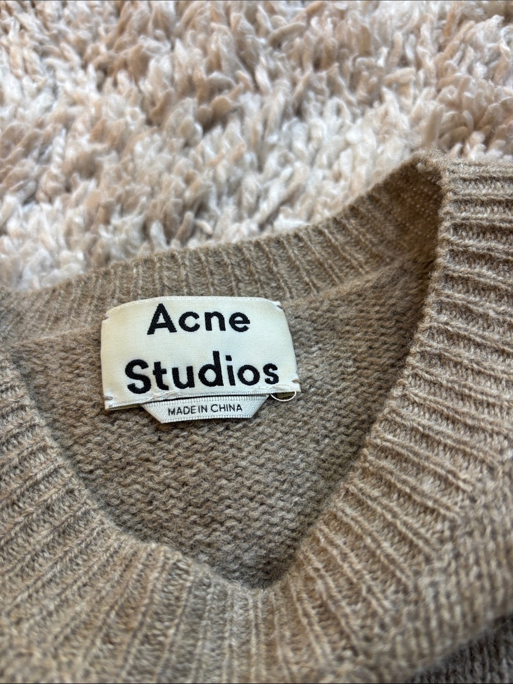 Acne Studios V-Neck Sweater in Taupe